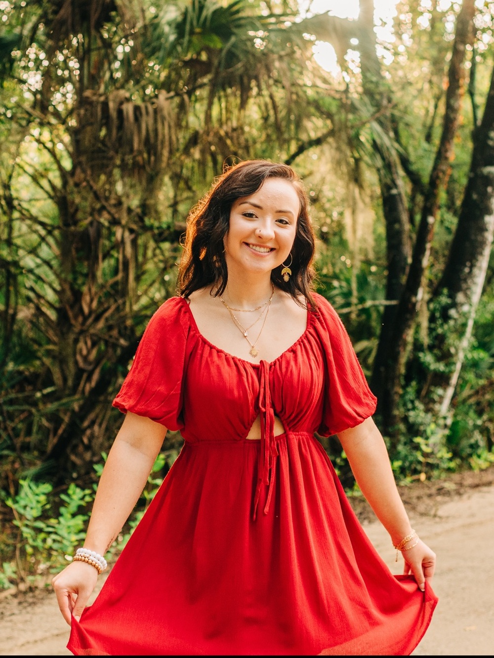 Women’s Red Maxi Dress with Tie Front